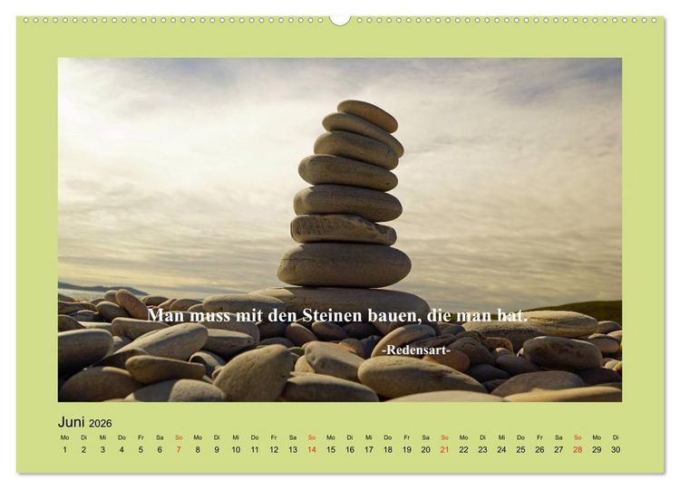 Produktbild: Lebensweisheiten mit Bildern unterlegt (Wandkalender 2026 DIN A2 quer), CALVENDO Monatskalender