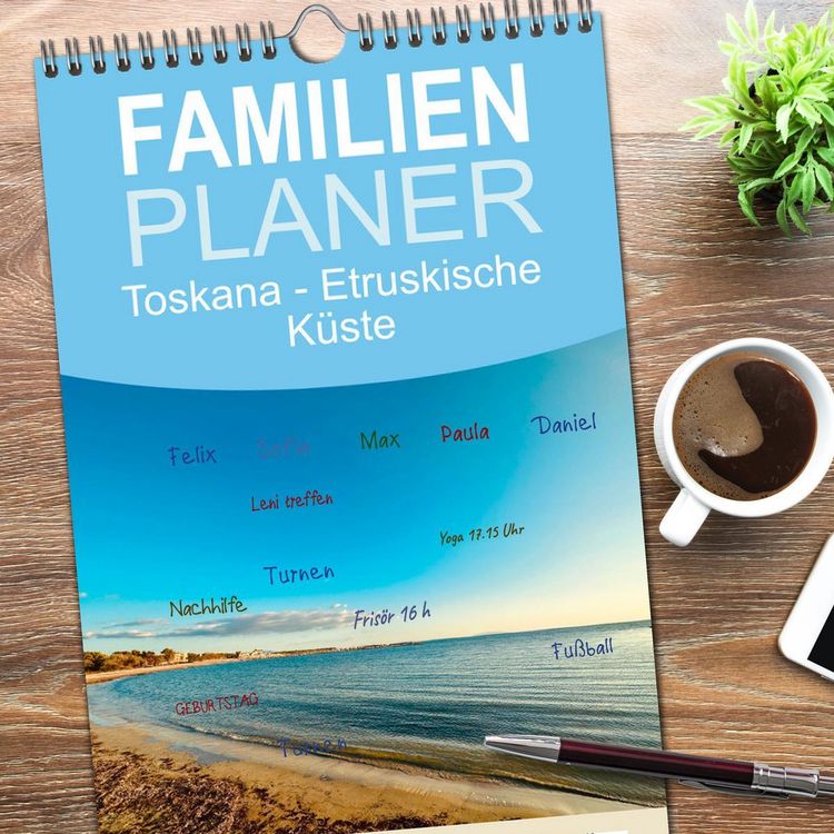 Produktbild: Familienplaner 2026 - Toskana - Etruskische K&uuml;ste mit 5 Spalten (Wandkalender, 21 x 45 cm) CALVENDO