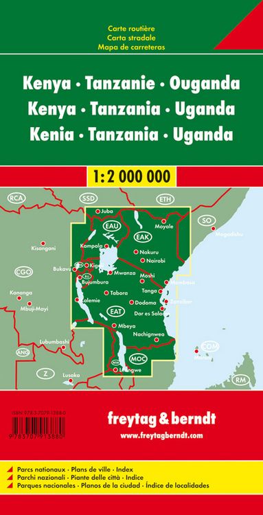 Produktbild: freytag & berndt Stra&szlig;enkarte Kenya - Tansania - Uganda - Ruanda 1:2 Mio.