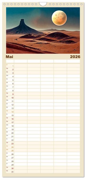 Produktbild: Familienplaner 2026 - Der Zauber fremder Welten mit 5 Spalten (Wandkalender, 21 x 45 cm) CALVENDO