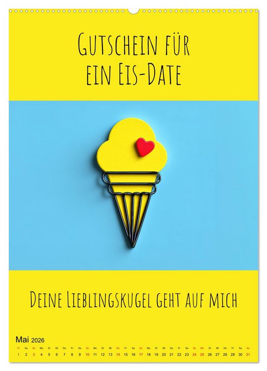Produktbild: Gutscheinkalender - Gutschein Karten als Geschenk der Liebe (Wandkalender 2026 DIN A2 hoch), CALVENDO Monatskalender