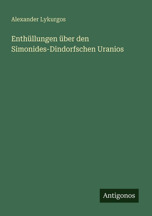 Produktbild: Enth&uuml;llungen &uuml;ber den Simonides-Dindorfschen Uranios
