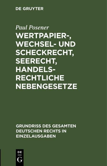 Produktbild: Wertpapier-, Wechsel- und Scheckrecht, Seerecht, handelsrechtliche Nebengesetze