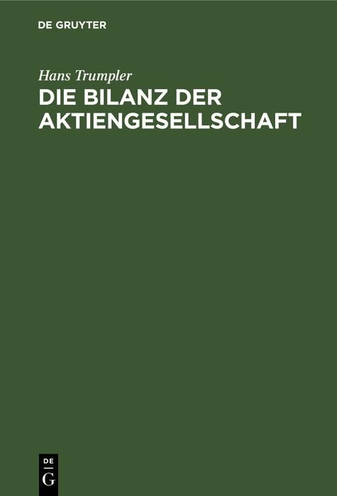 Produktbild: Die Bilanz der Aktiengesellschaft