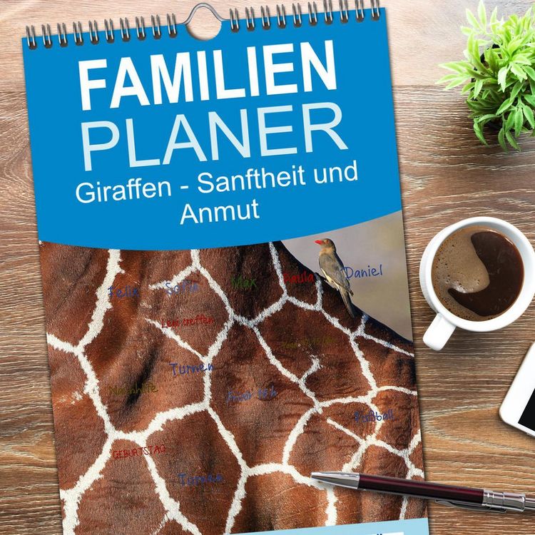 Produktbild: Familienplaner 2026 - Giraffen - Sanftheit und Anmut mit 5 Spalten (Wandkalender, 21 x 45 cm) CALVENDO