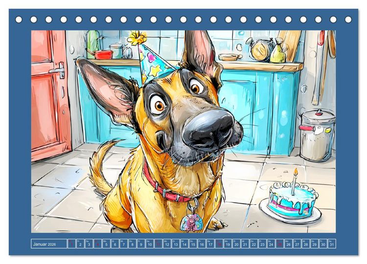 Produktbild: Malinois Fun. Lustige Cartoons vom Diensthund des Jahres! (Tischkalender 2026 DIN A5 quer), CALVENDO Monatskalender