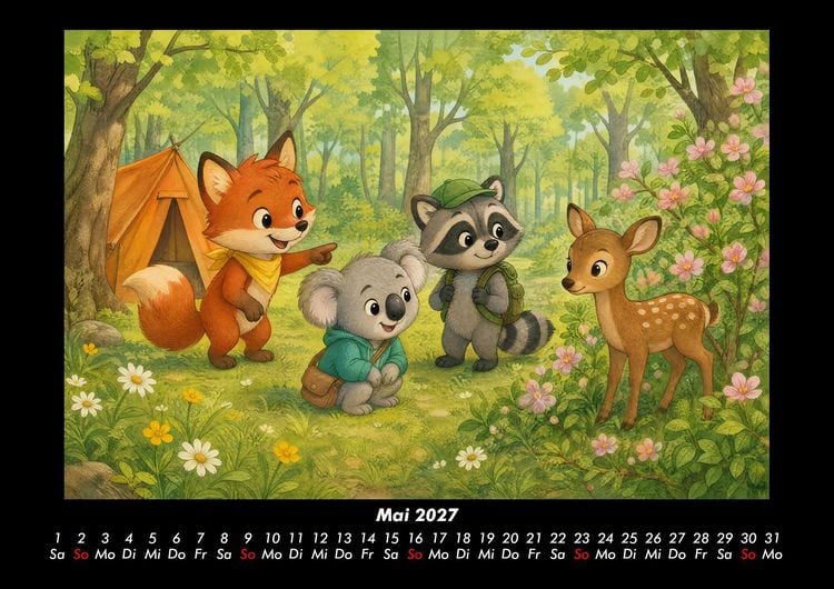 Produktbild: Camping-Abenteuer mit Finn, Kiki & Rocco 2027 Fotokalender DIN A3