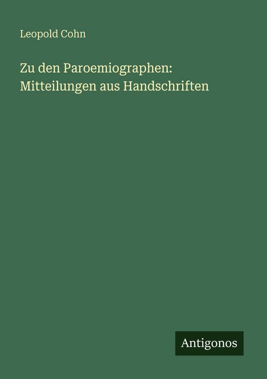Produktbild: Zu den Paroemiographen: Mitteilungen aus Handschriften
