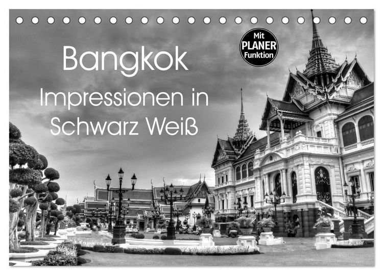 Produktbild: Bangkok Impressionen in Schwarz Wei&szlig; (Tischkalender 2026 DIN A5 quer), CALVENDO Monatskalender