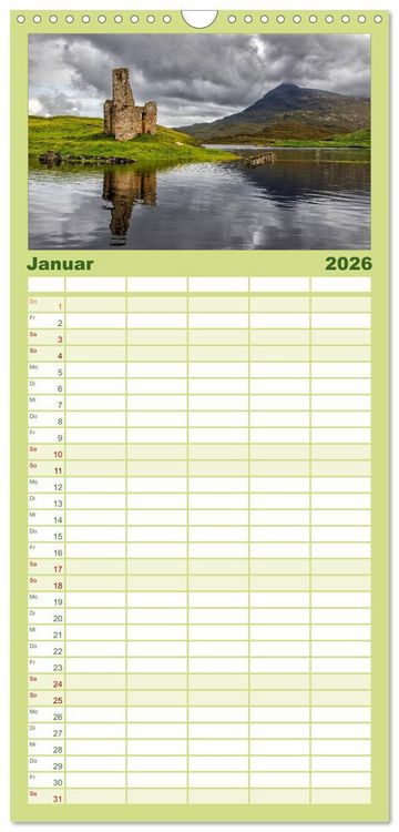 Produktbild: Familienplaner 2026 - Schottlands Castles - Zeugen der Vergangenheit mit 5 Spalten (Wandkalender, 21 x 45 cm) CALVENDO