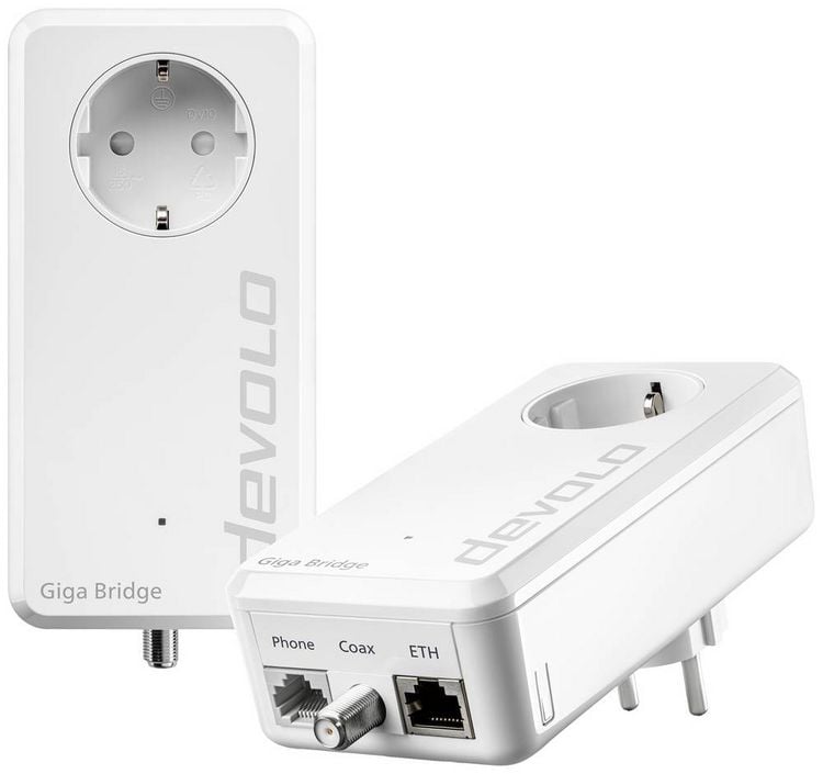 Produktbild: Devolo Giga Bridge Phoneline Netzwerkadapter 8949 EU IP-Bridge, Glasfaser 1000MBit/s