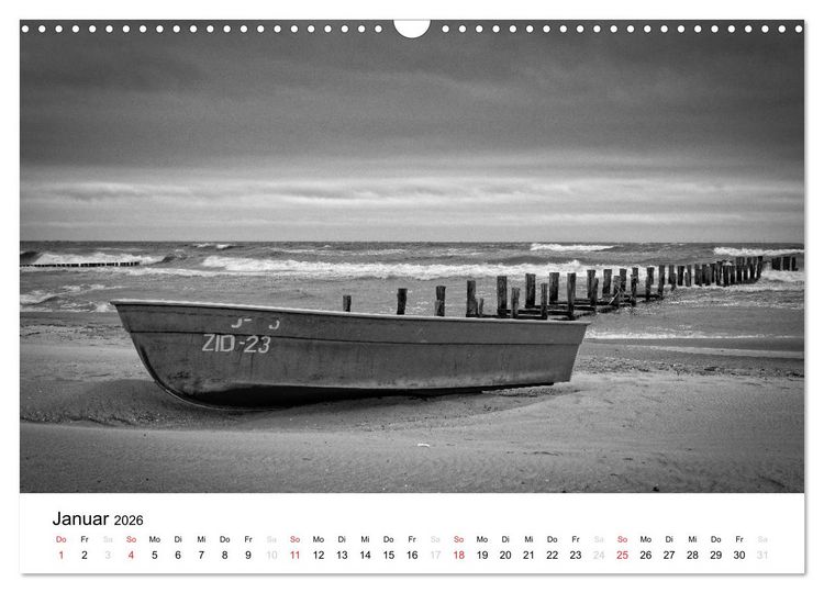 Produktbild: Ostseebad Zingst - Impressionen in Schwarz-Wei&szlig; (Wandkalender 2026 DIN A3 quer), CALVENDO Monatskalender