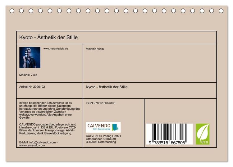 Produktbild: Kyoto - &Auml;sthetik der Stille (Tischkalender 2026 DIN A5 quer), CALVENDO Monatskalender