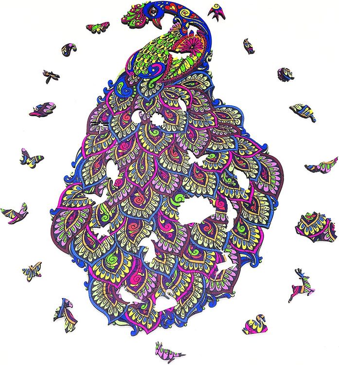 Produktbild: Craft Buddy PUZZWD-02 - Wooden Jigsaw Puzzle, Preening Peacock, Pfau, Holzpuzzle, A3