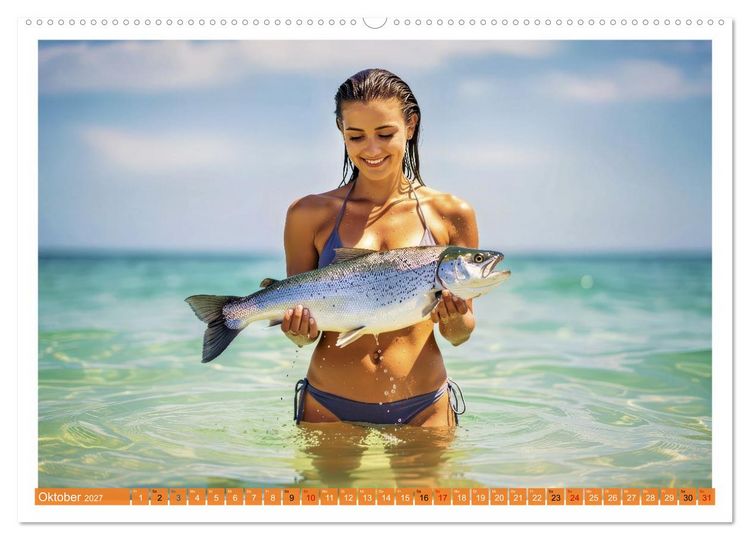 Produktbild: Sexy - Girls mit gro&szlig;en Lachsen (hochwertiger Premium Wandkalender 2027 DIN A2 quer), Kunstdruck in Hochglanz