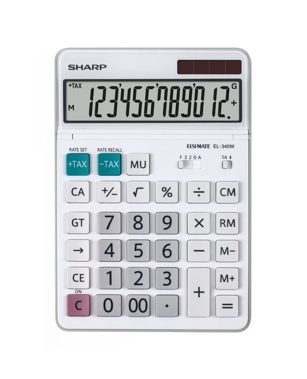 Produktbild: Sharp Tischrechner EL-340 W mit beweglichem Display, 12 Stellen, Solar/Batterie