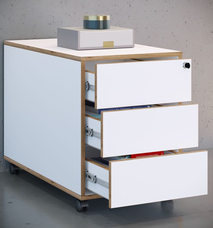 Produktbild: Holz Rollcontainer B&uuml;rocontainer Salia 3 Schublade