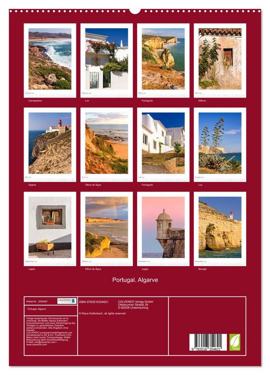 Produktbild: Portugal. Algarve (hochwertiger Premium Wandkalender 2026 DIN A2 hoch), Kunstdruck in Hochglanz