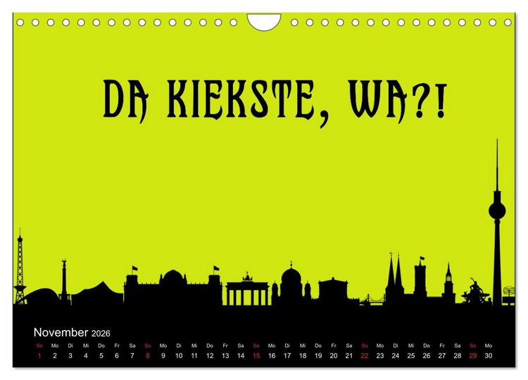 Produktbild: Berliner Mundart (Wandkalender 2026 DIN A4 quer), CALVENDO Monatskalender