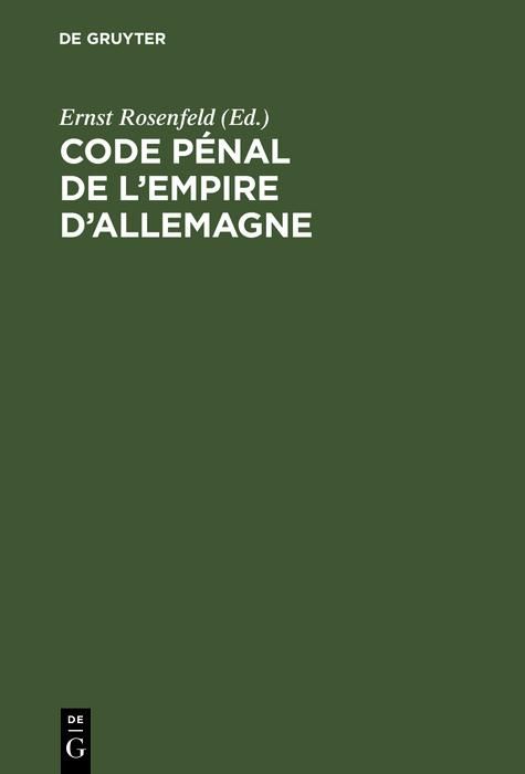 Produktbild: Code p&eacute;nal de l'Empire d'Allemagne