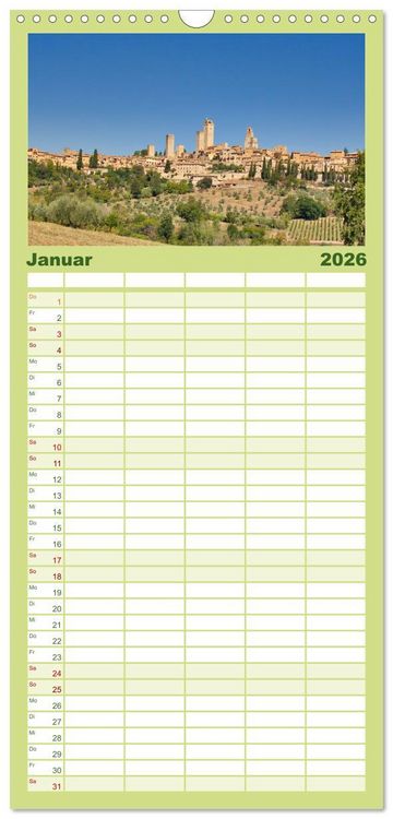 Produktbild: Familienplaner 2026 - Impressionen aus San Gimignano mit 5 Spalten (Wandkalender, 21 x 45 cm) CALVENDO