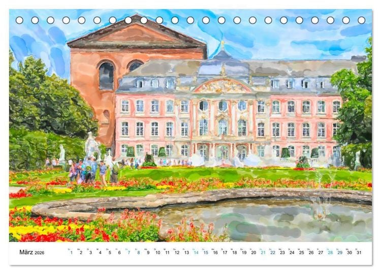 Produktbild: Trier - Illustrationen in Aquarell (Tischkalender 2026 DIN A5 quer), CALVENDO Monatskalender
