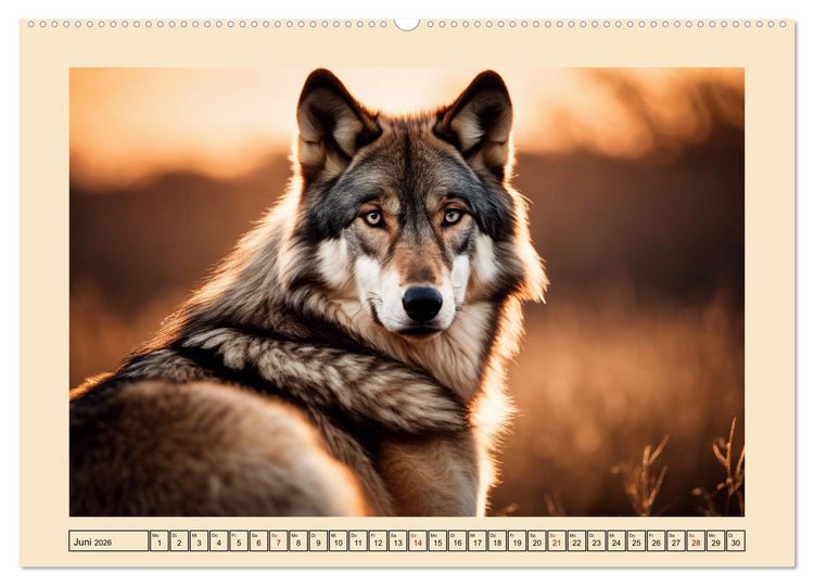 Produktbild: Ein Jahr unter W&ouml;lfen (hochwertiger Premium Wandkalender 2026 DIN A2 quer), Kunstdruck in Hochglanz