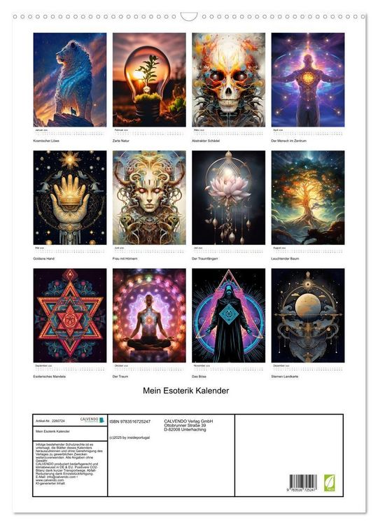 Produktbild: Mein Esoterik Kalender (Wandkalender 2026 DIN A2 hoch), CALVENDO Monatskalender