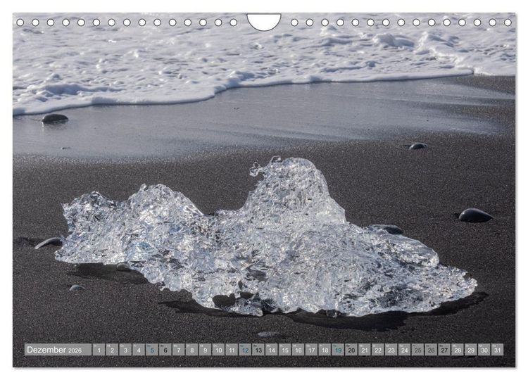 Produktbild: Island - Gletscher, Wasserf&auml;lle, Hei&szlig;e Quellen (Wandkalender 2026 DIN A4 quer), CALVENDO Monatskalender