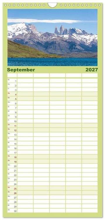 Produktbild: Familienplaner 2027 - Chile - Facetten landschaftlicher Vielfalt mit 5 Spalten (Wandkalender, 21 x 45 cm) CALVENDO