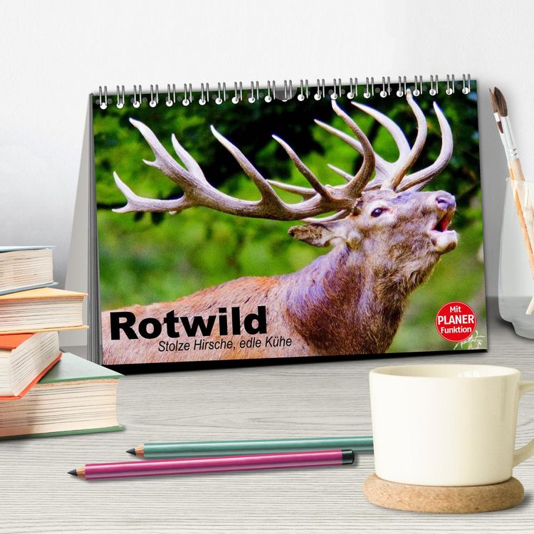 Produktbild: Rotwild. Edle Hirsche, stolze K&uuml;he (Tischkalender 2026 DIN A5 quer), CALVENDO Monatskalender