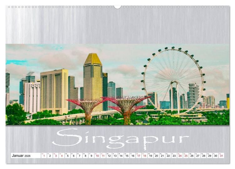 Produktbild: Singapur - Panoramablick (hochwertiger Premium Wandkalender 2026 DIN A2 quer), Kunstdruck in Hochglanz