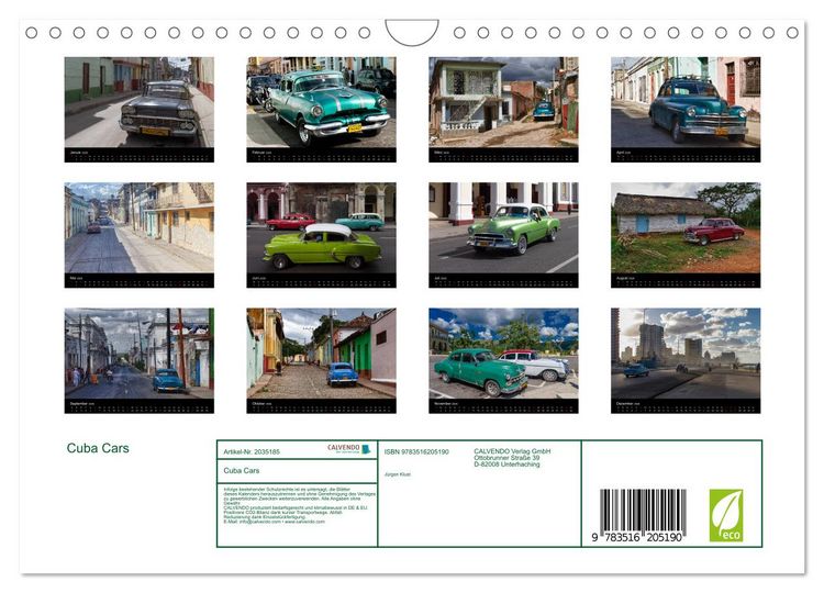 Produktbild: Cuba Cars (Wandkalender 2026 DIN A4 quer), CALVENDO Monatskalender