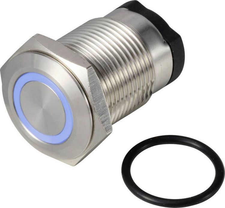 Produktbild: TRU COMPONENTS TC-13224156 ONPOW6316F-10E/Q/B/12V/S Drucktaster 36 V DC/AC 2 A 1 x Aus/(Ein) tastend Blau IP65 1 St.