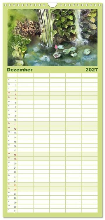 Produktbild: Familienplaner 2027 - Garten Aquarelle mit 5 Spalten (Wandkalender, 21 x 45 cm) CALVENDO
