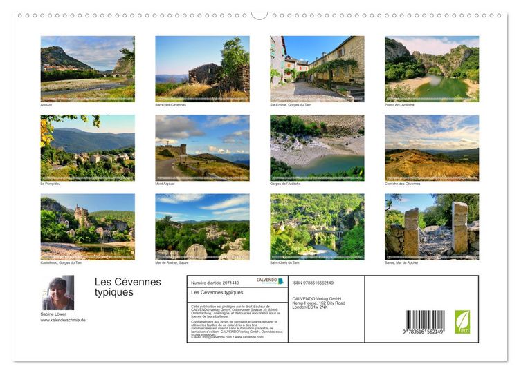 Produktbild: Les C&eacute;vennes typiques (Calendrier mural 2026 DIN A2 vertical) calendrier de bureau