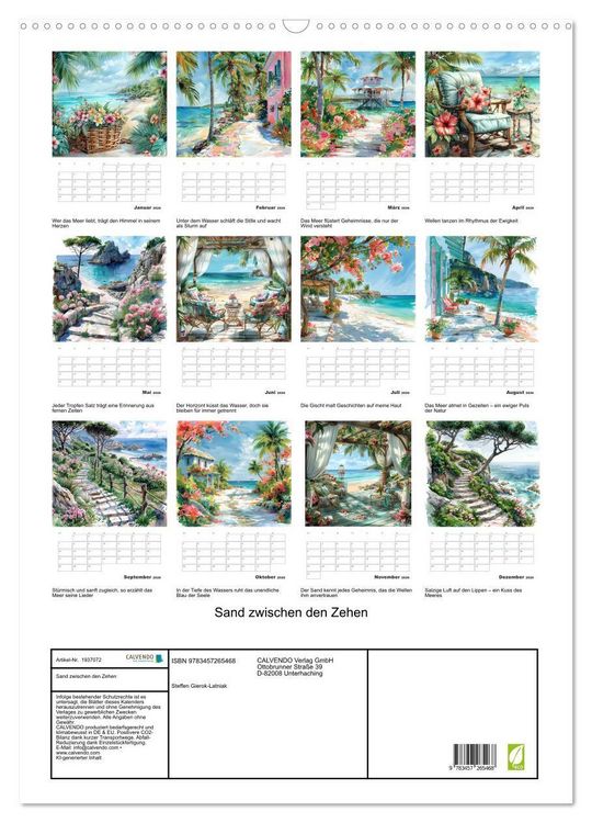 Produktbild: Sand zwischen den Zehen (Wandkalender 2026 DIN A2 hoch), CALVENDO Monatskalender