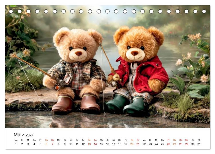 Produktbild: Teddyb&auml;ren - im Doppelpack durchs Jahr (Tischkalender 2027 DIN A5 quer), CALVENDO Monatskalender