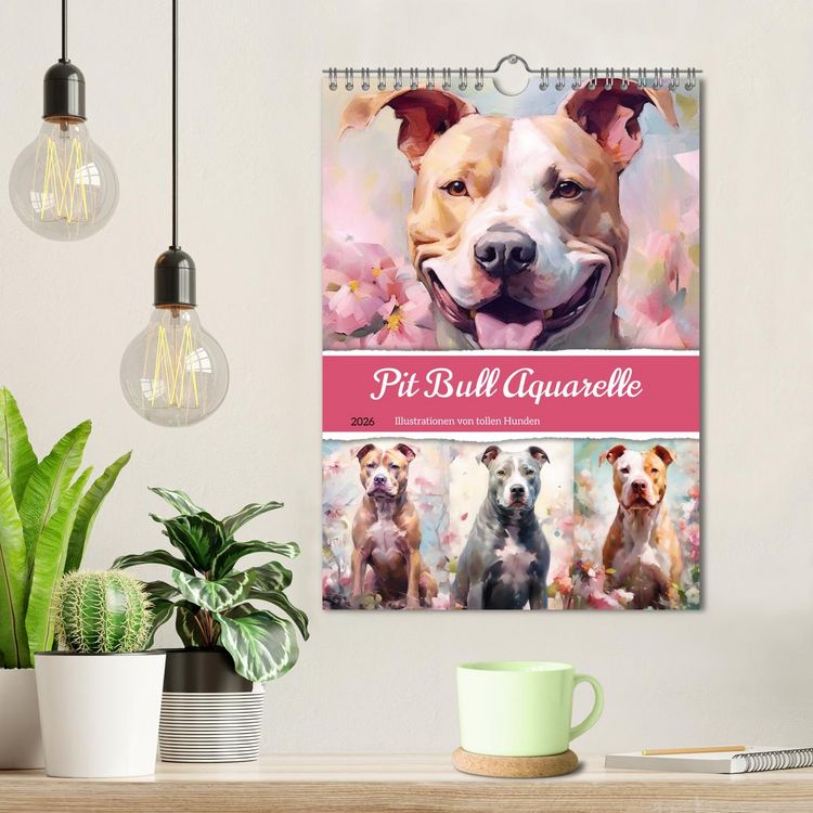 Produktbild: Pit Bull Aquarelle. Illustrationen von tollen Hunden (Wandkalender 2026 DIN A4 hoch), CALVENDO Monatskalender