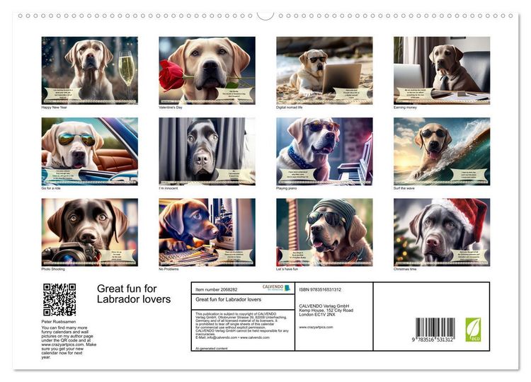 Produktbild: Great fun for Labrador lovers (High Quality Premium Wall Calendar 2026 DIN A2 landscape),CALVENDO 12 Month Wall Calendar