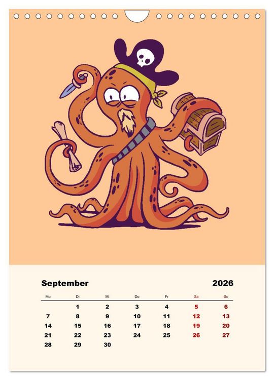 Produktbild: Tierische Piraten (Wandkalender 2026 DIN A4 hoch), CALVENDO Monatskalender