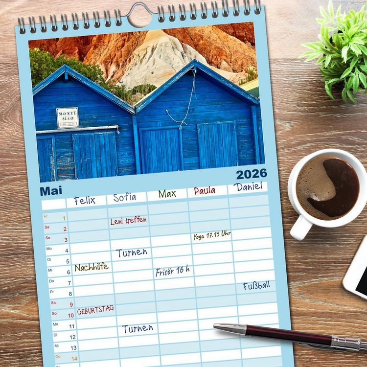 Produktbild: Familienplaner 2026 - Fischkunst und Fischergl&uuml;ck mit 5 Spalten (Wandkalender, 21 x 45 cm) CALVENDO