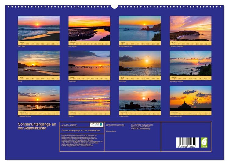 Produktbild: Sonnenunterg&auml;nge an der Atlantikk&uuml;ste (hochwertiger Premium Wandkalender 2026 DIN A2 quer), Kunstdruck in Hochglanz