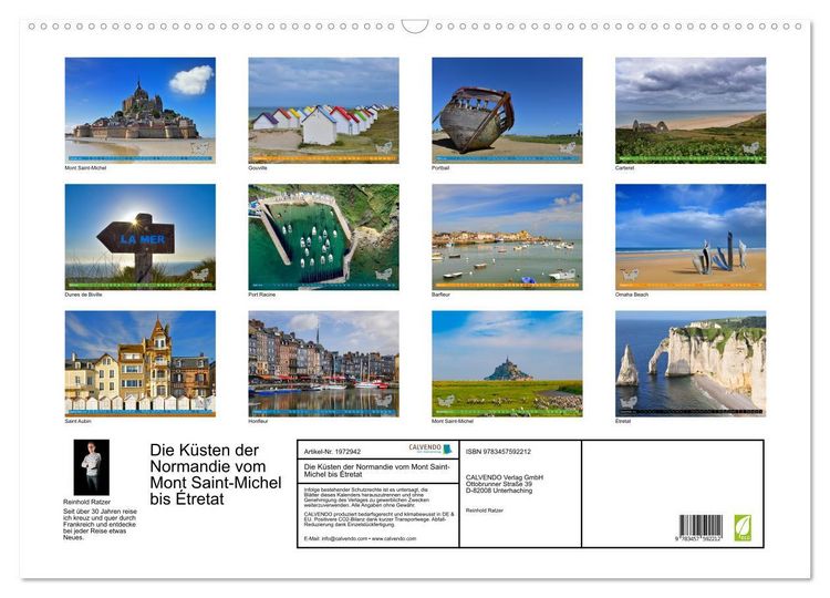 Produktbild: Die K&uuml;sten der Normandie vom Mont Saint-Michel bis &Eacute;tretat (Wandkalender 2026 DIN A2 quer), CALVENDO Monatskalender