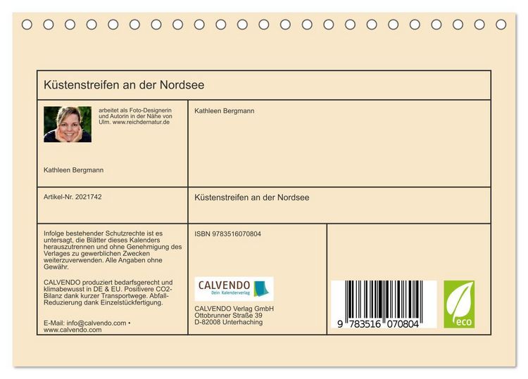 Produktbild: K&uuml;stenstreifen an der Nordsee (Tischkalender 2026 DIN A5 quer), CALVENDO Monatskalender