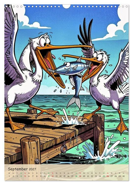 Produktbild: Lustige Pelikane - Comic (Wandkalender 2027 DIN A3 hoch), CALVENDO Monatskalender