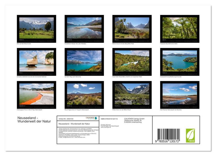 Produktbild: Neuseeland - Wunderwelt der Natur (Wandkalender 2026 DIN A4 quer), CALVENDO Monatskalender
