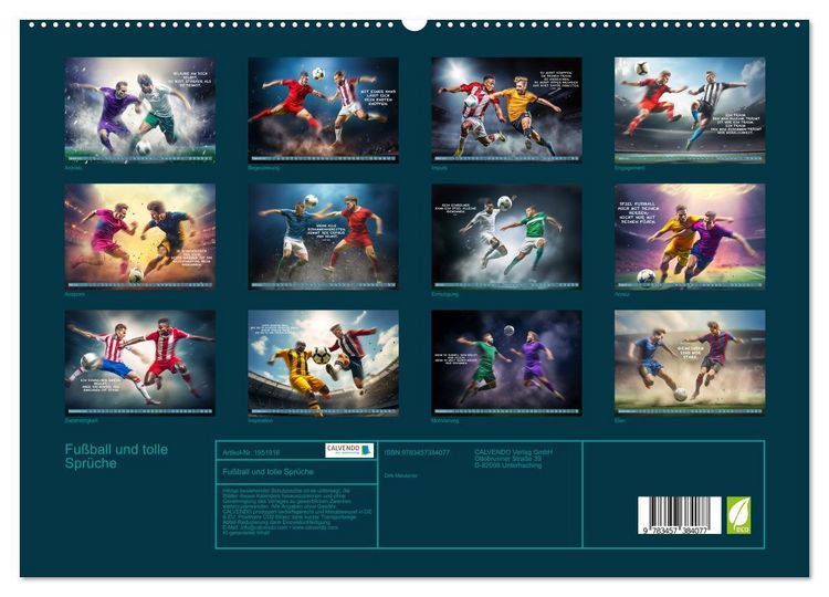 Produktbild: Fu&szlig;ball und tolle Spr&uuml;che (hochwertiger Premium Wandkalender 2026 DIN A2 quer), Kunstdruck in Hochglanz