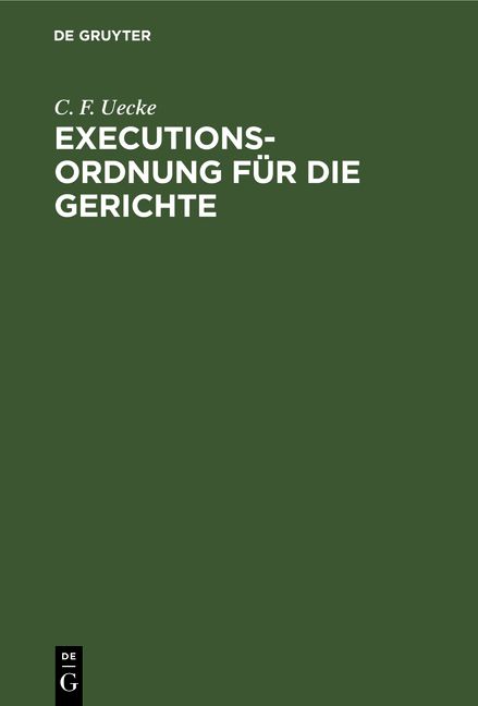 Produktbild: Executions-Ordnung f&uuml;r die Gerichte