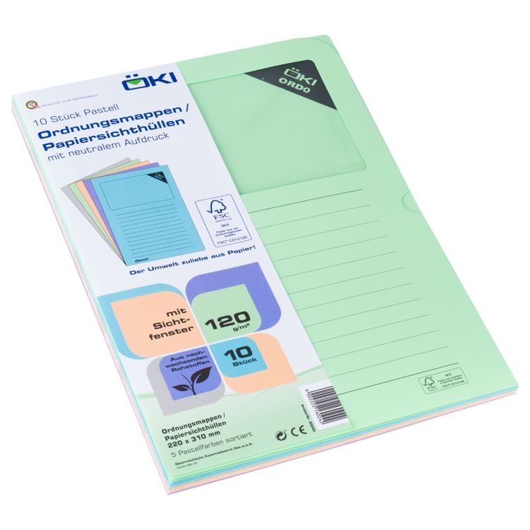 Produktbild: &Ouml;KI Einsteckmappen Ordo Mappe DIN A4 pastell, 120g/qm, 10er Set